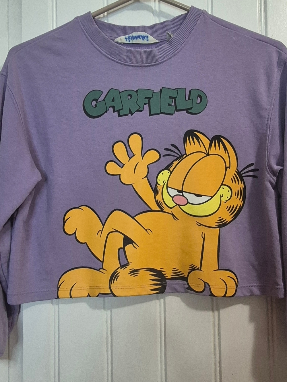 🏷H&M Cropped Garfield Sweatshirt Size 8/10 Yrs